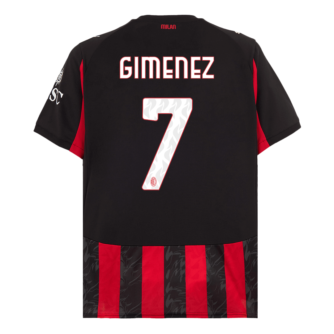 GIMENEZ #7 AC Milan Hjemme Rød og Svart Herrer Fan-drakt 2025/26