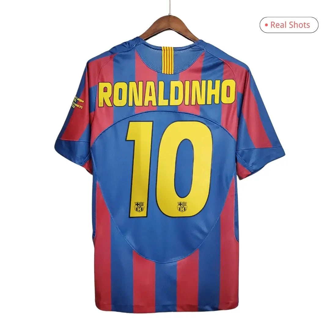 Barcelona Ronaldinho #10 Barcelona 2005/06 Hjemme Retro drakt – UCL-finale