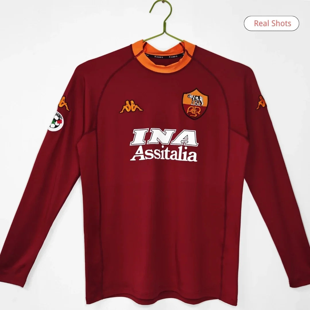Roma 2000/01 Hjemme Retro drakt Langermet