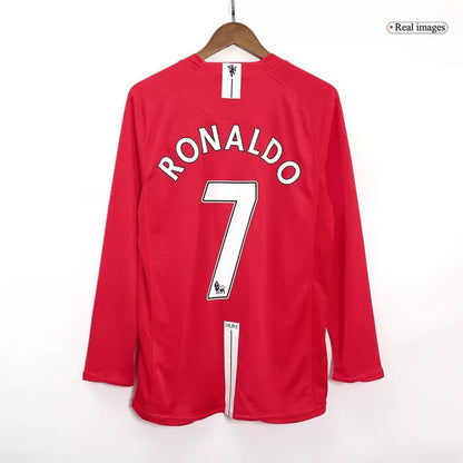 RONALDO #7 Manchester United 2007/08 Hjemme Retro drakt Langermet