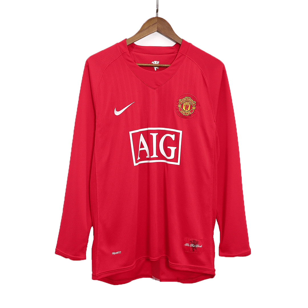 Manchester United 2007/08 Hjemme Retro drakt Langermet