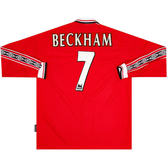 Beckham #7 Manchester United 1998/99 Hjemme Retro drakt Langermet