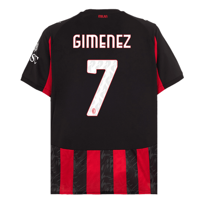 GIMENEZ #7 AC Milan Hjemme Rød og Svart Herrer Fan-drakt 2025/26