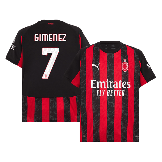 GIMENEZ #7 AC Milan Hjemme Rød og Svart Herrer Fan-drakt 2025/26