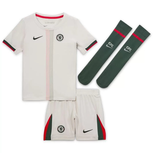 Chelsea Borte Barn Draktsett 2025/26 – Trøye + Shorts + Strømper
