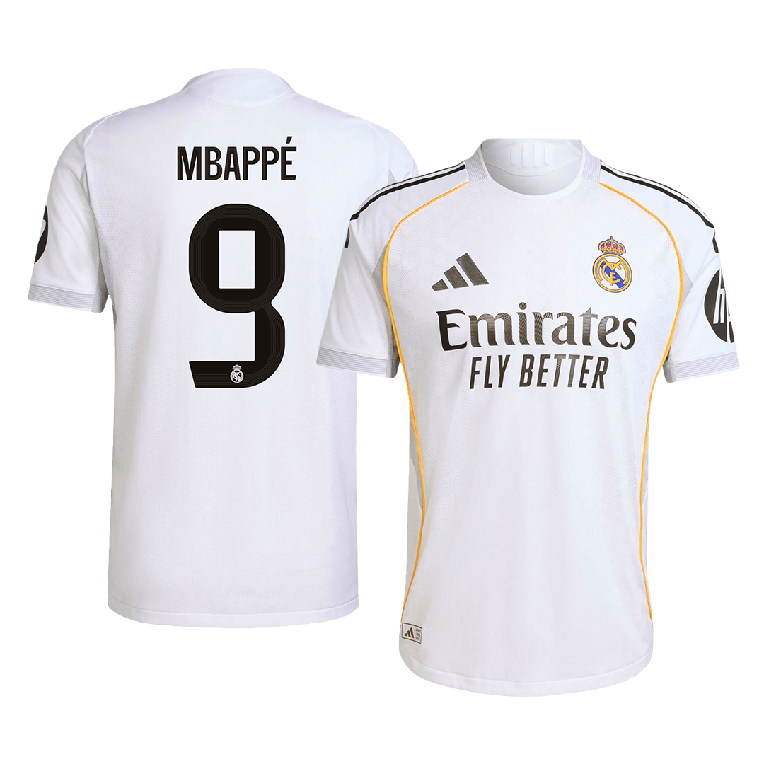 MBAPPÉ #9 Real Madrid Hjemme Hvit Herrer Matchdrakt 2025/26