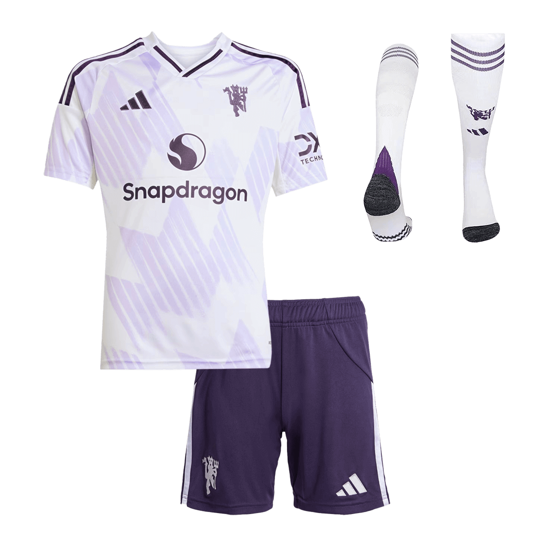 Manchester United Borte Barn Draktsett 2025/26 – Trøye + Shorts + Strømper