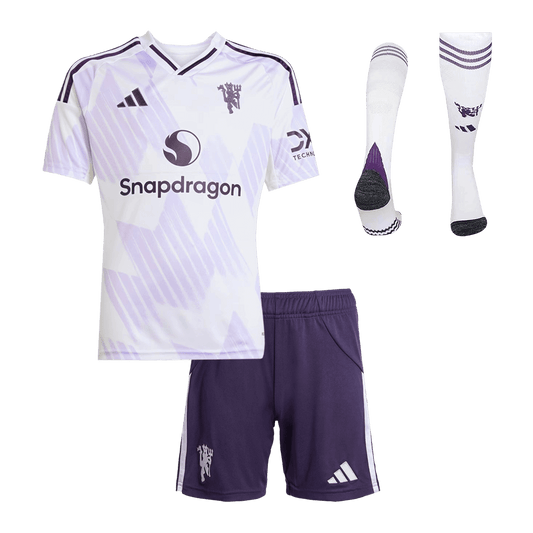 Manchester United Borte Barn Draktsett 2025/26 – Trøye + Shorts + Strømper