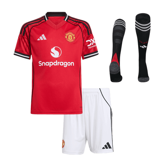 Manchester United Hjemme Barn Draktsett 2025/26 – Trøye + Shorts + Strømper