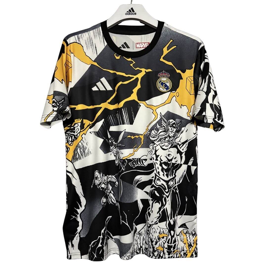 Real Madrid Marvel Warm Up Hvit/Svart Herrer Oppvarmingsdrakt 2025/26
