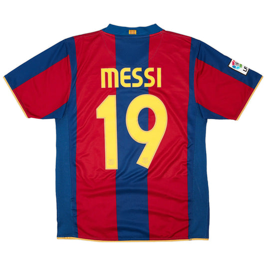 Messi #19 Barcelona 2007/08 Hjemme Retro drakt