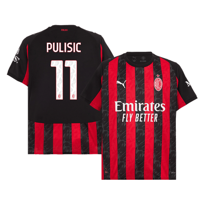 PULISIC #11 AC Milan Hjemme Rød og Svart Herrer Fan-drakt 2025/26