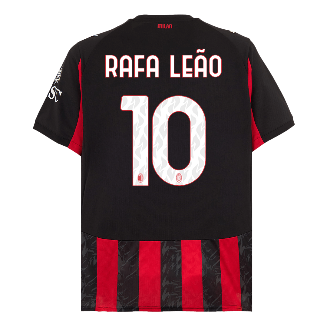 RAFA LEÃO #10 AC Milan Hjemme Rød og Svart Herrer Fan-drakt 2025/26