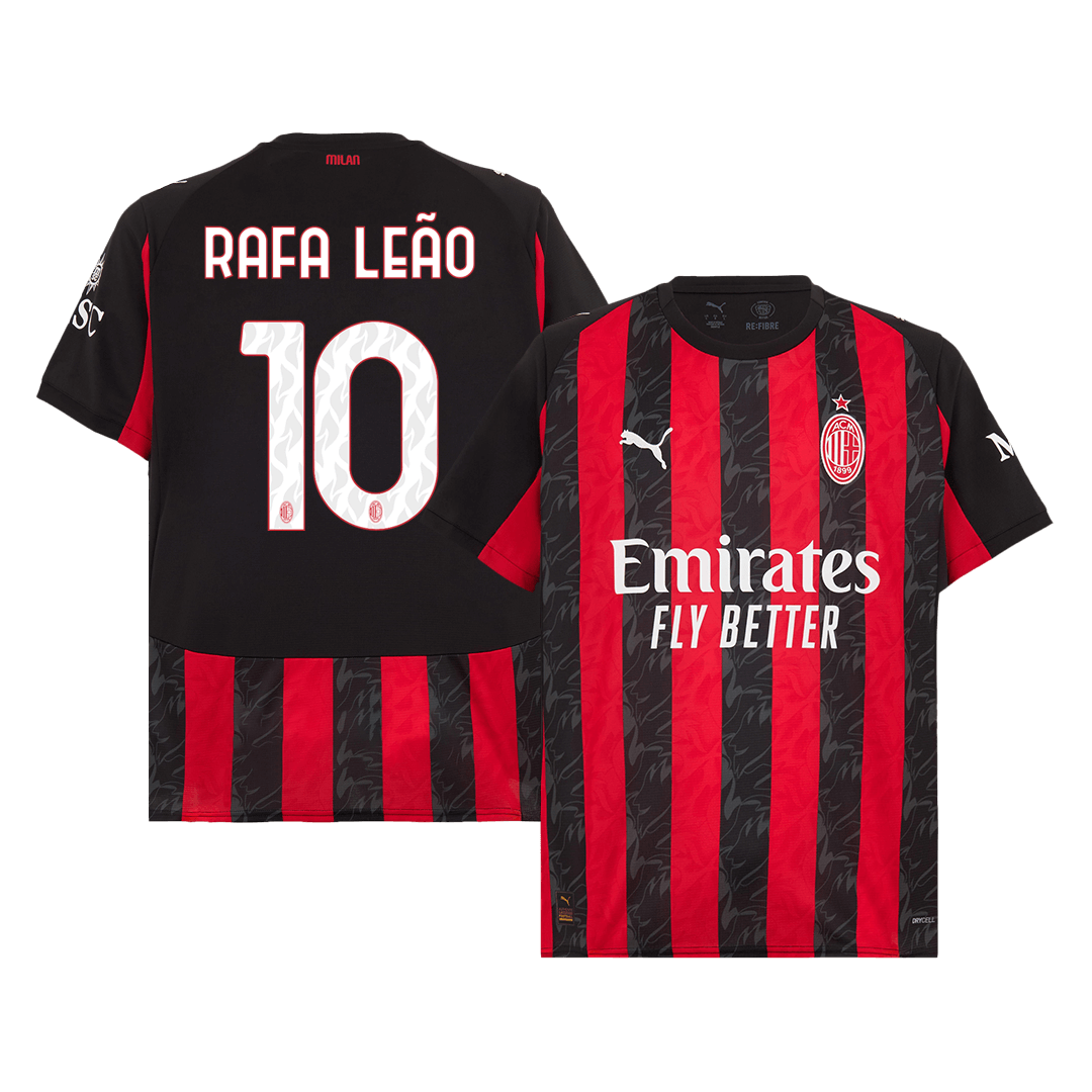 RAFA LEÃO #10 AC Milan Hjemme Rød og Svart Herrer Fan-drakt 2025/26