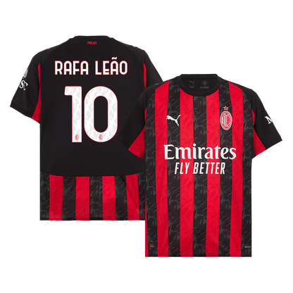 RAFA LEÃO #10 AC Milan Hjemme Rød og Svart Herrer Fan-drakt 2025/26