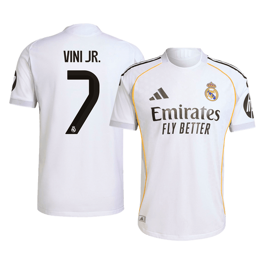 VINI JR. #7 Real Madrid Hjemme Hvit Herrer Matchdrakt 2025/26