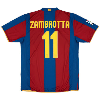 Zambrotta #11 Barcelona 2007/08 Hjemme Retro drakt