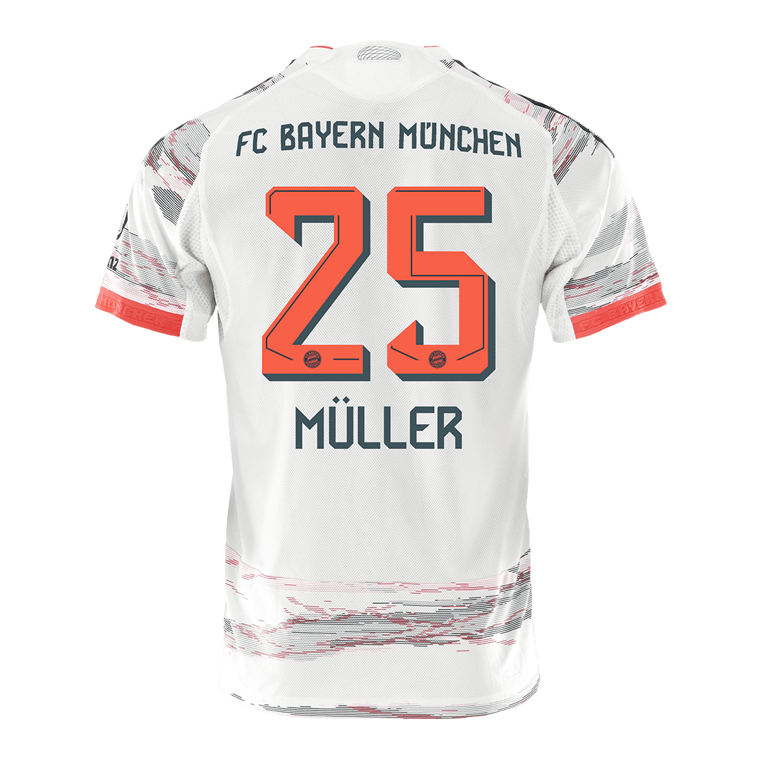 MÜLLER #25 Bayern Munich Borte Hvit Herrer Matchdrakt 2025/26