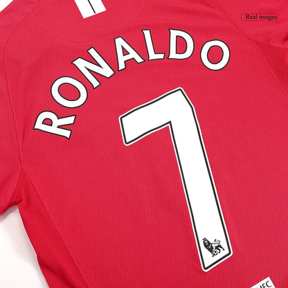 RONALDO #7 Manchester United 2007/08 Hjemme Retro drakt Langermet