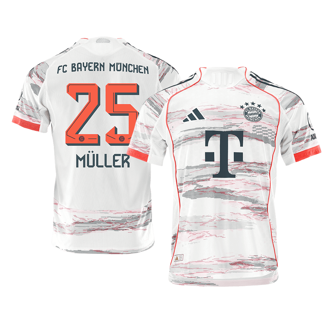 MÜLLER #25 Bayern Munich Borte Hvit Herrer Matchdrakt 2025/26